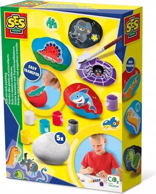 Produktbild von SES Creative 14289 Dinosaur Steine bemalen mit Transferaufklebern, diverse Farben