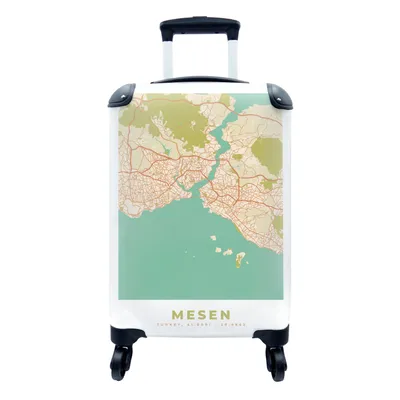Produktbild von MuchoWow® Koffer Handgepäck Trolley Rollkoffer Kleine Reisekoffer mit 4 Rollen - Istanbul - Karte - Stadtplan - Vintage - Karte - Cabin Size < 55x40x23 cm & 55x40x20 cm - Fotokoffer - Kabinenkoffer - Boardgepäck - Reise-Box - Reisekoffer - Reisegepäck - Koffer mit Bild - Trolley für Kinder