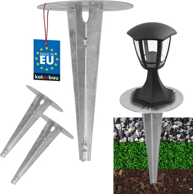Immagine prodotto di KOTARBAU® 2 pezzi Picchetto da terra Manicotto a impatto per illuminazione da giardino ⌀ Picchetto da terra in acciaio zincato da 190 mm Ancoraggio da terra Ancoraggio da terra Impattabile per lampade da giardino Manicotto a impatto da terra Ancoraggio da terra