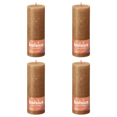 Obrázok produktu pre Bolsius Rustikálne stĺpové sviečky Shine 4 ks 190x68 mm Spice Brown