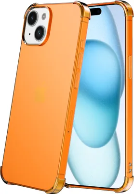 Obrázek produktu pro Pouzdro na mobilní telefon vhodné pro iPhone 15 Plus - Průhledné nárazuvzdorné silikonové pouzdro s nárazníkem - oranžové