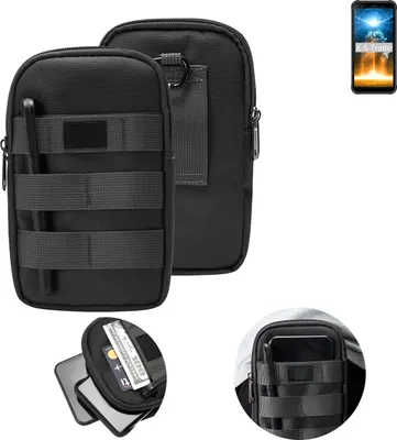 Produktbild von K-S-Trade Holster Gürtel Tasche kompatibel mit Blackview BV6300 Pro Handy Tasche Schutz Hülle dunkel-grau viele Fächer, 1x