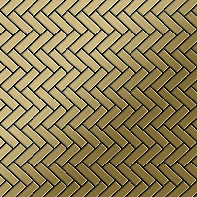 Produktbild von Mosaik Fliese massiv Metall Titan gebürstet gold 1,6mm stark Herringbone-Ti-GB