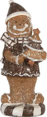 Produktbild von Clayre & Eef Weihnachtsdekorationsfigur Pfefferkuchenmann 8x8x20 cm Braun Kunststoff