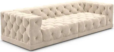 Produktbild von Samtstoff 4-Sitzer Couch Meliva Creme