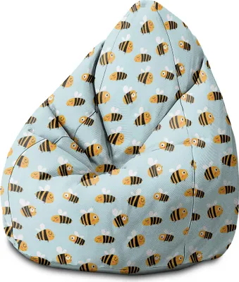 Produktbild von Dreamroots Sitzsack Kinder mit füllung, Bodenkissen Kinder Sitzsack, Sitzsack Kinderzimmer 70x70x105 cm, Sitzkissen Boden Kinder, Bee Life