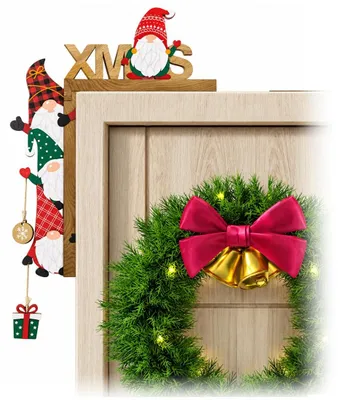 Weihnachtsdekoration aus Holz, Türrahmen-Deko mit Zwerg, selbstklebend