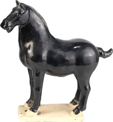 Produktbild von Fine Asianliving Chinese Horse Tang Dynasty Terracotta Pottery Handmade Black