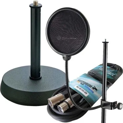 Image de K&M 23956 Popkiller avec 232 Pied de table avec câble de microphone
