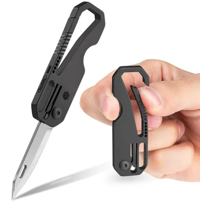 Produktbild von Klappmesser Mini EDC Titan Grau 7Cr17Mov Stahl TC4 Griff Schlüsselloch