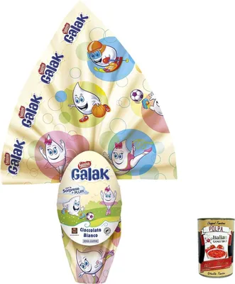 Produktbild von 1x GALAK Uovo Weißes Schokoladen-Osterei, mit Überraschung 230g+ Italian Gourmet polpa 400g