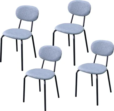 Produktbild von Anella Stuhl 4er Set Grau Leinenoptik, Maße 81x48x40 cm, Sitzhöhe 46 cm