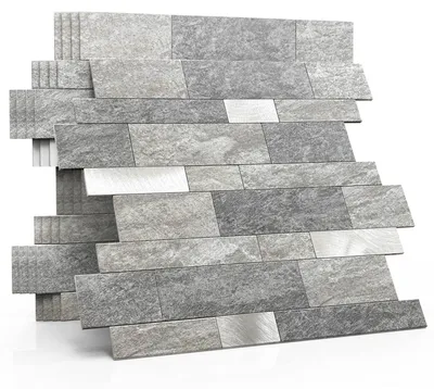 Produktbild von Selbstklebende Wandfliesen für Küche und Bad, matte Marmoroptik, grau