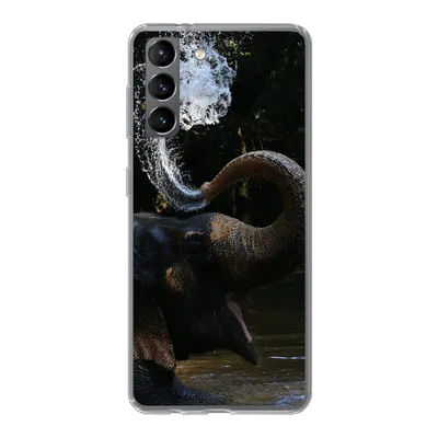 Produktbild von MuchoWow® Handyhülle Schutzhülle Hülle für Samsung Galaxy S21 Elefant - Wasser - Rüssel - Tiere - Natur Silikon Softcase Handy Hülle - Softcase