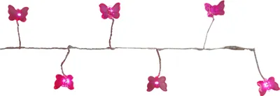 Produktbild von LED Drahtlichterkette pinke Schmetterlinge - 72 warmweiße  Tautropfen LED - L: 2m - Batterie - Timer
