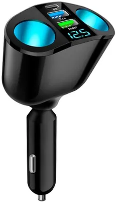 Zdjęcie produktu dla Adapter do gniazda zapalniczki samochodowej z portami USB i wskaźnikiem napięcia