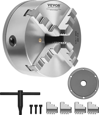 Obrázok produktu pre VEVOR 4-čeľusťové sústružnícke skľučovadlo, φ200 mm, samostrediace skľučovadlo, upínací rozsah 4-200 mm, materiál HT300, pre sústruhy na drevo a kov