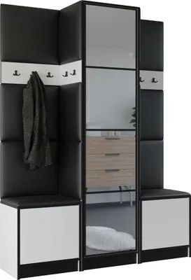 Produktbild von KIER FURNITURE Kleiderschrank EDEN, Schlafzimmer Schrank, Garderobeschrank, Flurschrank Weiß & Schwarz 209,6x205x39 cm
