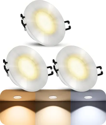 Produktbild von SSC-LUXon BEDA 3er Set LED Downlight Außen flach IP65 - dimmbar & 3CCT - Deckenspot Bad rund silber 230V 6W