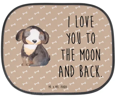 Produktbild von Mr. & Mrs. Panda Sonnenschutz Auto Hund Entspannen - Hundeglück - Geschenk, Liebe, Sonnenblende, Süß, Schwarzer, für, autofenster, Sprüche, Seitenfenster