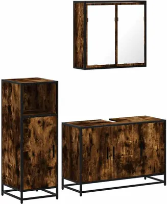 Immagine prodotto di vidaXL Set di mobili da bagno a 3 pezzi in legno di quercia affumicata