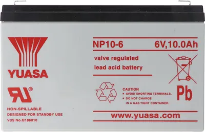 Produktbild von Yuasa NP10-6 Blei Akku 6 Volt mit 10Ah und Faston 4,8mm Kontakten