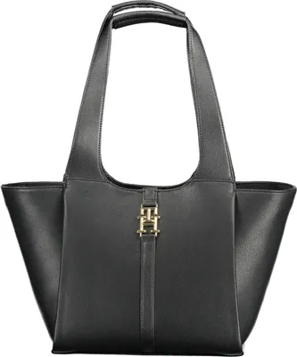 Produktbild von Elegante Schultertasche für Damen – Schwarz, Kontrastdetails & Druckknopf