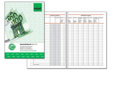 Produktbild von SIGEL HA514 Haushaltsbuch, mit Klammerheftung, A5, 40 Blatt