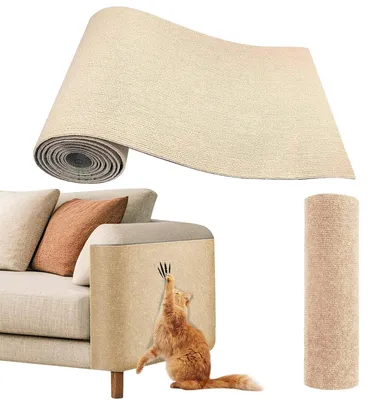 Produktbild von Kratzschutzmatte Katze Kratzteppich Kratzmatte - Selbstklebend - Khaki - 200 x 40 cm - Zuschneidbar