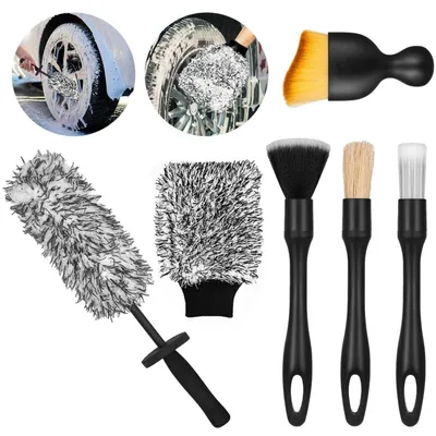 Produktbild von Auto Mikrofaser Felgenbürste & Detailing Pinsel Set Schwarz 6-teilig
