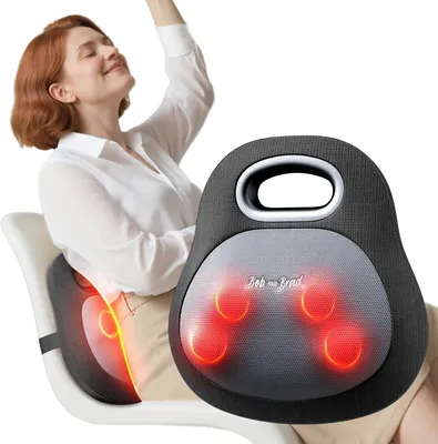Productafbeelding van AND BRAD Back and Neck Massager with Heat for Pain Relief, EZBack Go Deep Tissue 4D Shiatsu Massager, Massage Cushion with Handle for Office & Home
