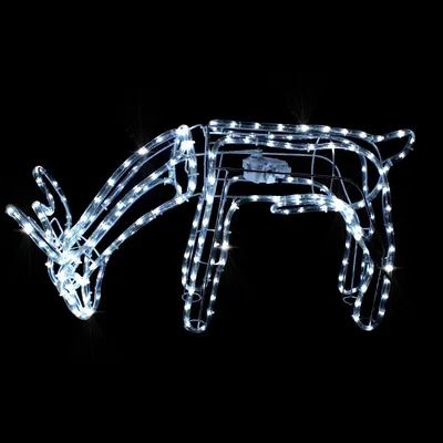 Produktbild von Grasendes LED Rentier mit motorgesteuertem Kopf 216 LEDs Funkel Effekt ️Energieeffizient 0,015KW/h️