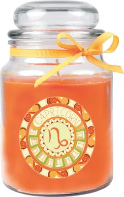 Produktbild von HS Candle "Sternzeichen" Duftkerze  im Bonbonglas ( Steinbock ) - viele Motive zur Auswahl, 500g - Brenndauer bis zu 110 Std - Capricorn