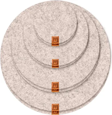 Obrázok produktu pre Dizajnové plstené podložky - Prémiové podložky - Sada 8 ks - Svetlosivá - Plsť - 10/15/20/25 cm