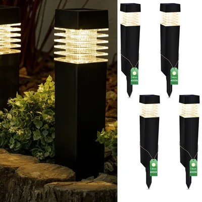 Produktbild von LUMILED Solarleuchten Garten 4er Set Solarlampen mit Erdspieß LED Solarlampe für außen Neutralweiß 4000K Solar Gartenleuchte 40cm Bodenleuchte