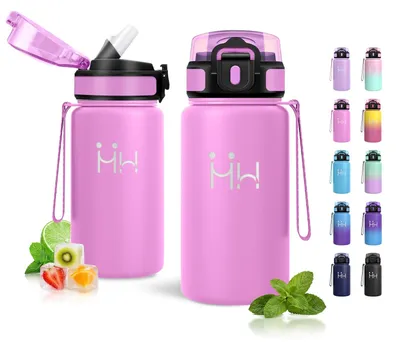 Productafbeelding van Drinkfles 500 ml, drinkfles met rietje, isolerende drinkfles, lekvrij