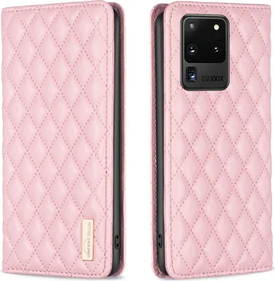 Produktbild von Galaxy S20 Ultra Hülle, Elegant Bookstyle Flip Leder Kartenfächer Schutzhülle mit Ständer für Samsung Galaxy S20 Ultra Pink