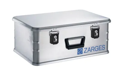 A studio shot of a metal storage box.