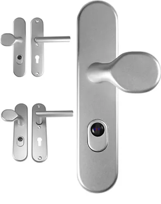 Produktbild von Wohnungstür Schutzbeschlag 1588 T-Form WE-72 mm Alu-F1 mit Knauf ZA Türdrücker