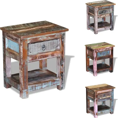 Image de vidaXL Table d'appoint avec 1 tiroir Vieux bois massif 43x33x51 cm - Tables d'appoint