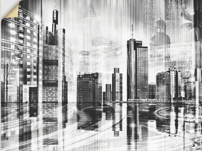 Produktbild von ARTland Wandbild, selbstklebend Frankfurt Skyline Collage 01 Größe: 80x60 cm