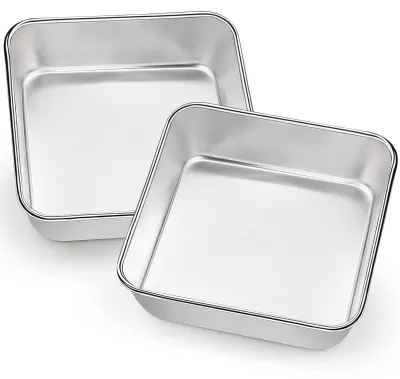 Immagine prodotto di Solidchoice - Set di 2 tortiere in acciaio inossidabile, quadrate, ideali per torte, brownies e lasagne