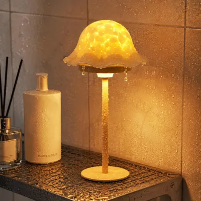 LED-Tischlampe mit Wasserwellenprojektor, dimmbar, wasserdicht