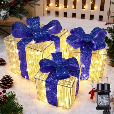 Kerstcadeauset 140 LEDs warmweiß mit Timer 3er-Set