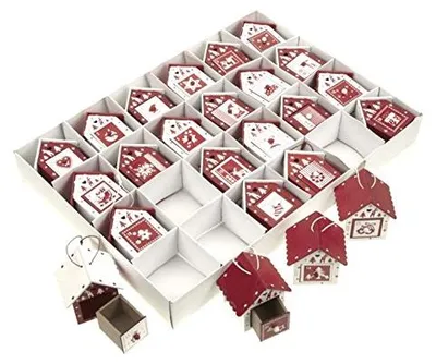 Productafbeelding van Houten vogelhuisjes adventskalender (8cm)