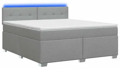 Produktbild von vidaXL Boxspringbett mit Matratze und LED Hellgrau 160 x 200 cm Stoff