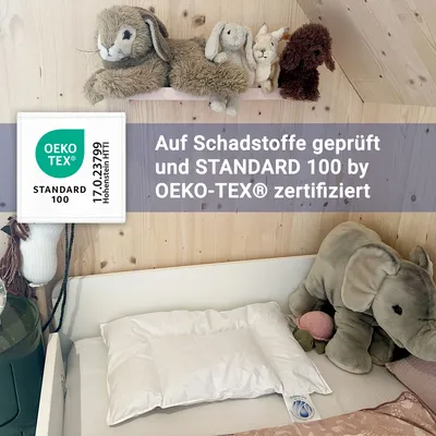Produktbild von Kinder & Kleinkinder Daunenkissen aus 90% Daunen und 10% Federn, Bezug Baumwolle, 35x40 cm