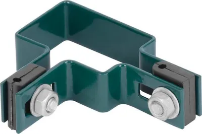 Produktbild von Schelle Strend Pro EUROSTANDARD, 60x40 mm, Eckschelle, grün, Zn+PVC, RAL6005, für Vierkantpfosten