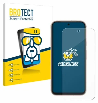 A product shot of a screen protector packaging and a smartphone with a screen protector applied.