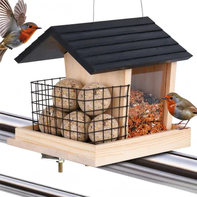 2-in-1 Vogelhaus aus Holz mit Balkonklemme, wetterfest